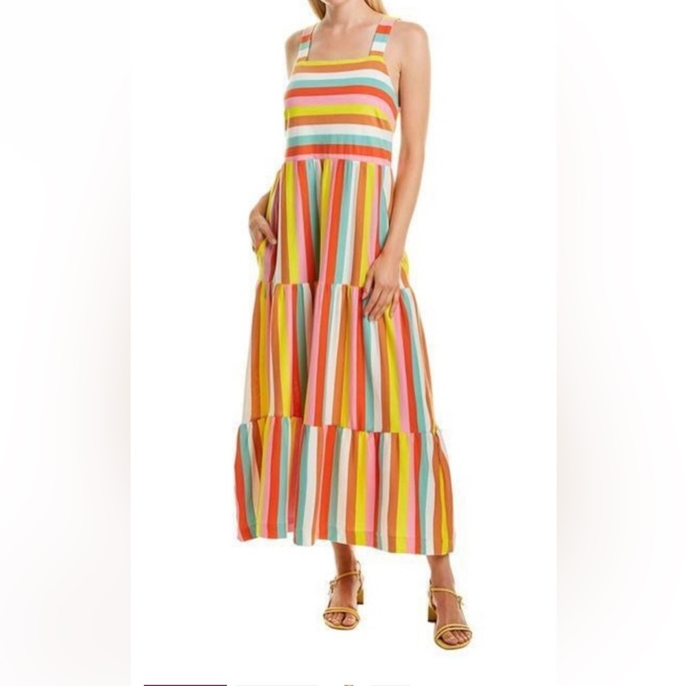 J Crew Maxi dress in rainbow stripe size XL NWT